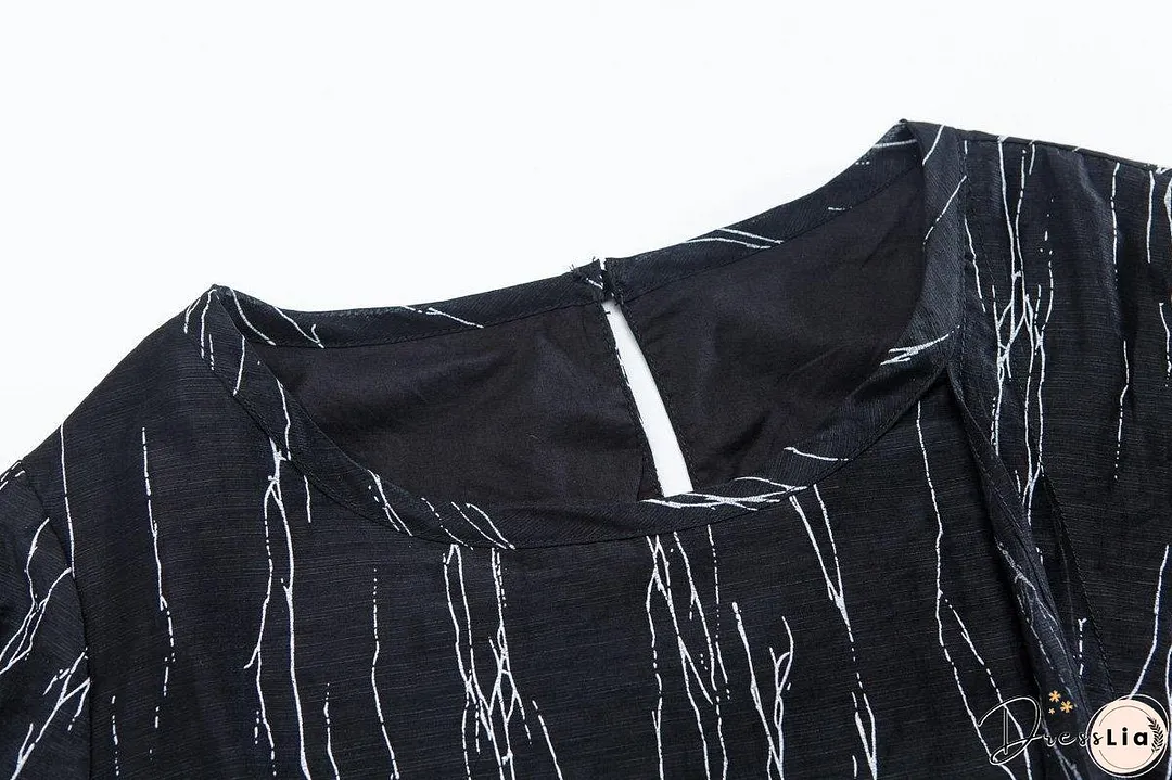 Loose Black Women Round Neck Casual Dress