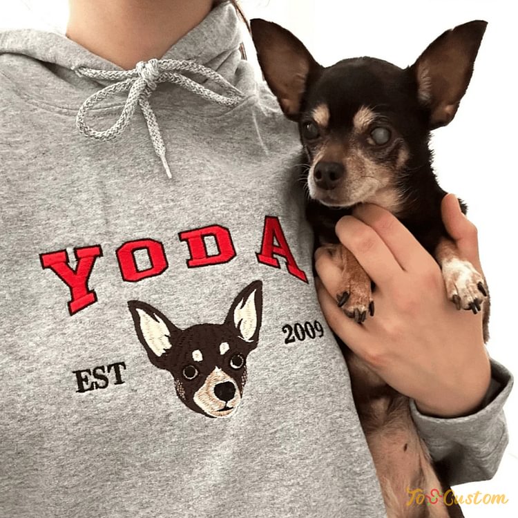 TOSCUSTOM™ Plush Pug Dog Cute Portrait Custom Embroidered Dog on Sweater 