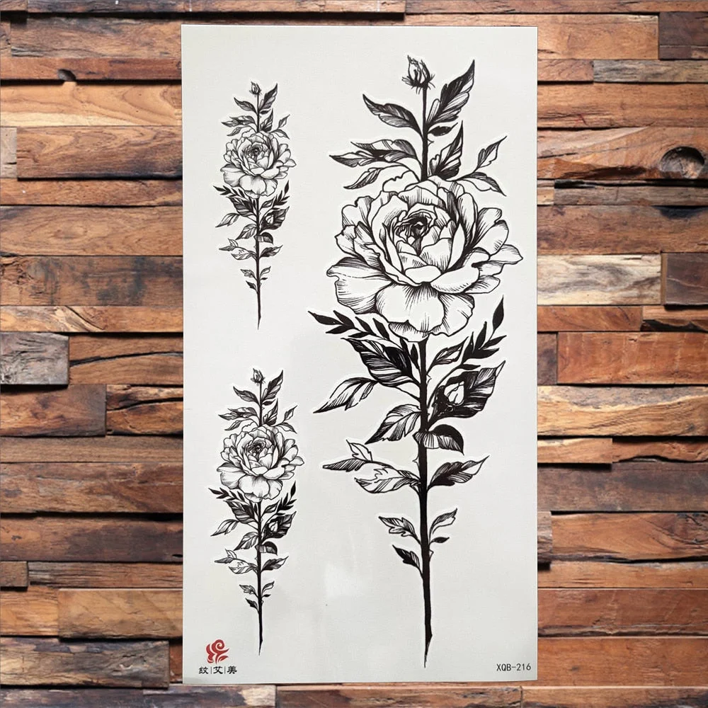 Black Dragon King Temporary Tattoo For Men Women Tree Snake Flower Tattoos Waterproof Unique Sword Flash Fake Tatoos Armbands