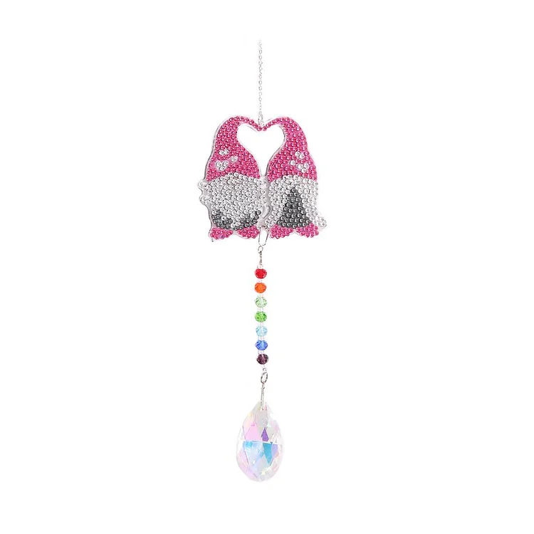 Diamond Drill Rainbow Collection Crystal Prisms Wind Chime (Two Gnomes)