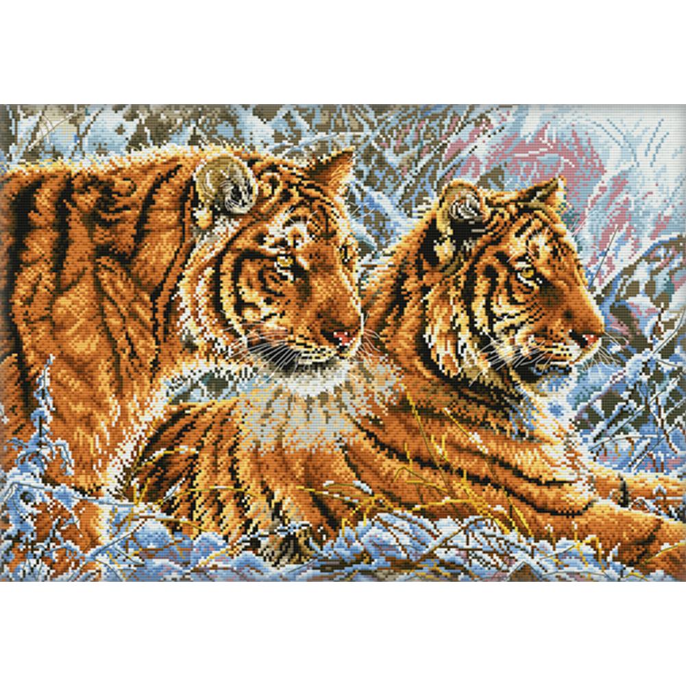 

Tiger In The Snow - 11CT Stamped Cross Stitch - 68*49cm, 501 Original