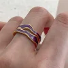 Bague en &eacute;mail &agrave; double couche de vague
