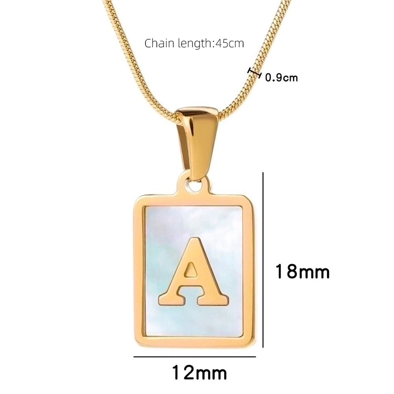 Stainless Steel 18K Gold Plated Casual Commute Plating Inlay Letter Shell Pendant Necklace