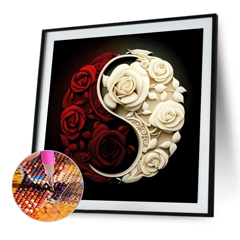 Diamond Painting - Full Round Drill - Yin Yang Flower(30*30cm)