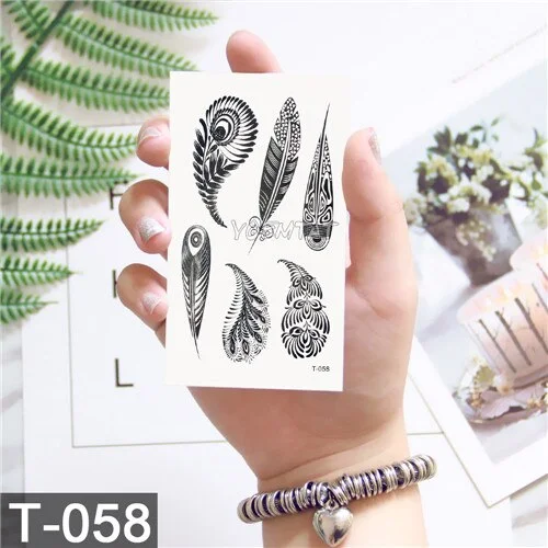 Geometric Moose Elk Arrow Temporary Tattoo Panda Women Hand Tatoo Sticker Triangle Wolf Body Arm Art Waterproof Tattoo Men