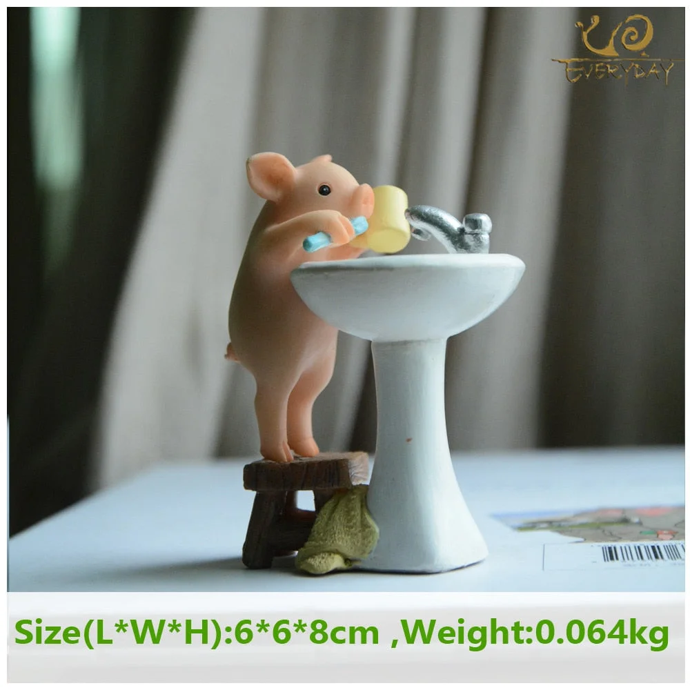 Cute Simulation Pig Statue Animal Figurines Miniature Fairy Garden Decor Home Decoration Accessories Resin crafts Desktop Decor