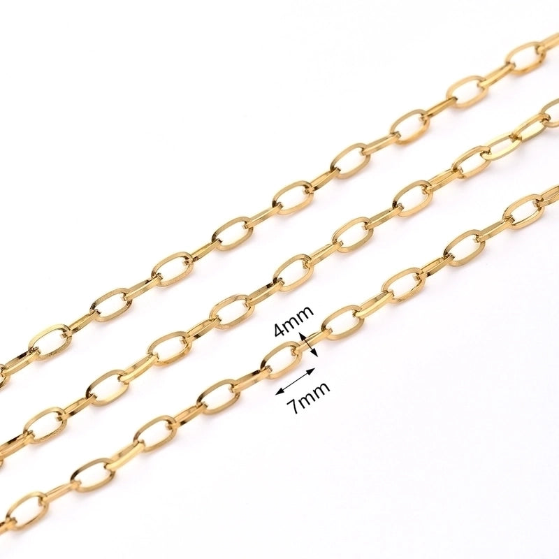 1m/Package 304 Stainless Steel Gold Plated Solid Color Polished Chain