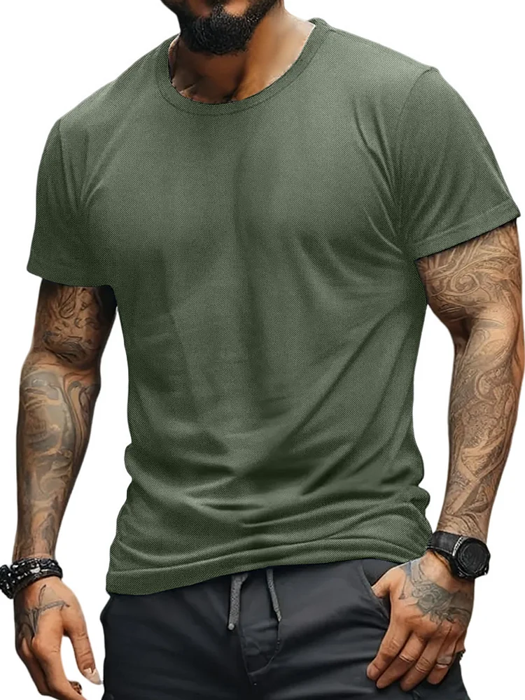 Men's summer round neck quick-drying breathable sports short-sleeved T-shirt