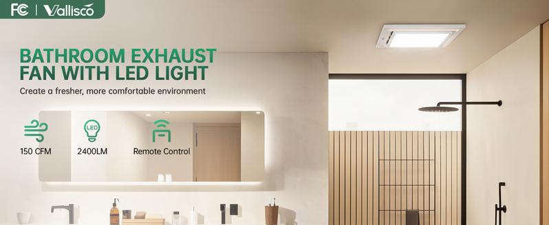 Product Introduction of Bathroom Exhaust Fan with LED Light 110 CFM High-Power Ventilation for Moisture Control Energy Efficient Bathroom Ceiling Exhaust Fan 1.0 Sone, Easy Installation Ventilator 5