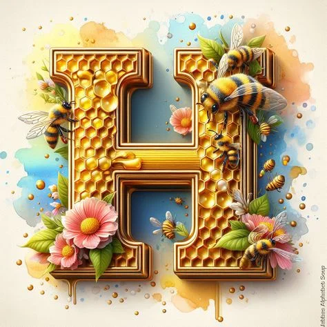 Diamond Painting - Full Round Drill - Bee Alphabet(Canvas|30*30cm)