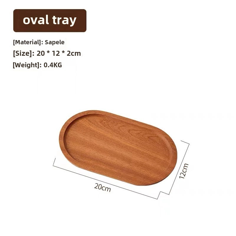 Japanese-style Oval Wooden Tray Solid Wood Rectangular Plate Black Walnut Afternoon Tea Coffee Tray Exquisite Small Tray