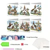 6pcs Diamond Painting Cross Church Greeting Card Set with Envelope Daily Wishing Cards for Birthdays Thanksgiving & Special Occasion