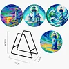 4PCS Diamond Painted Acrylic Lighthouse Placemats Insulated Dish Mats with Holder