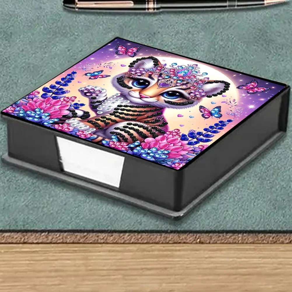 PU 5D Diamond Painting Kit Note Box DIY Diamond Art Notepad Box (Tiger)