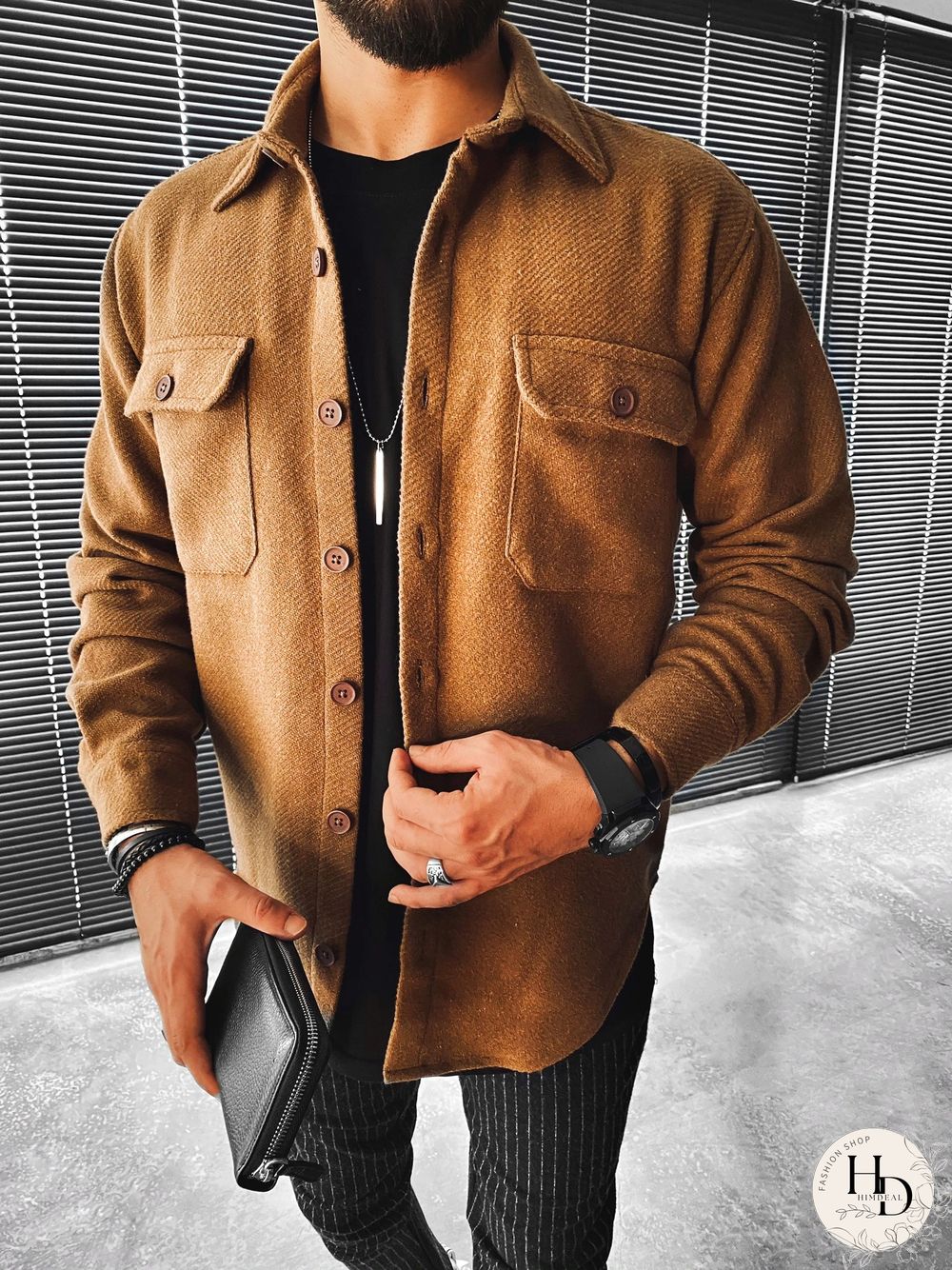 Casual Fashion Solid Color Pocket Long Sleeve Shirt Jacket