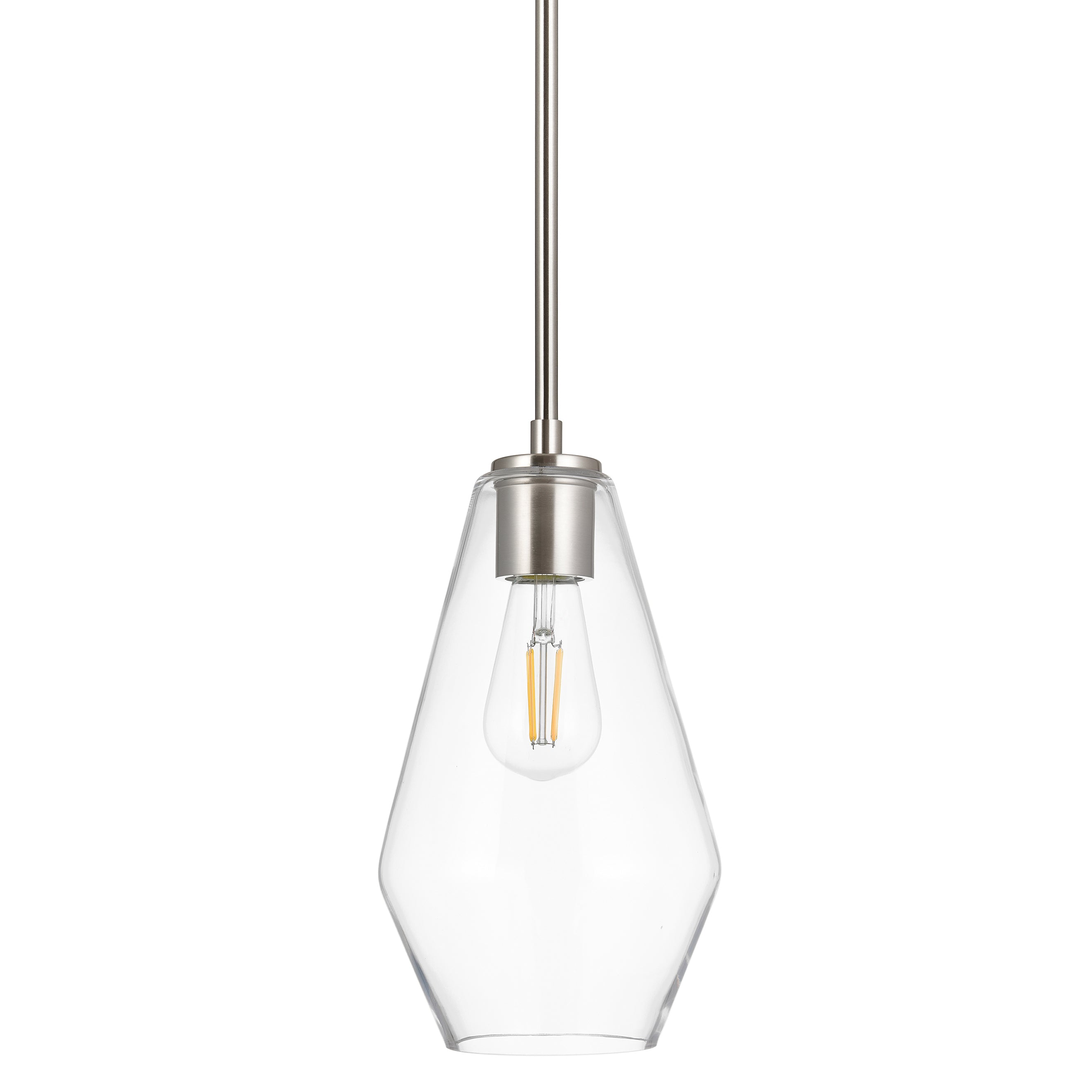 Giada Modern Hanging Pendant Light with Long Clear Glass Shade