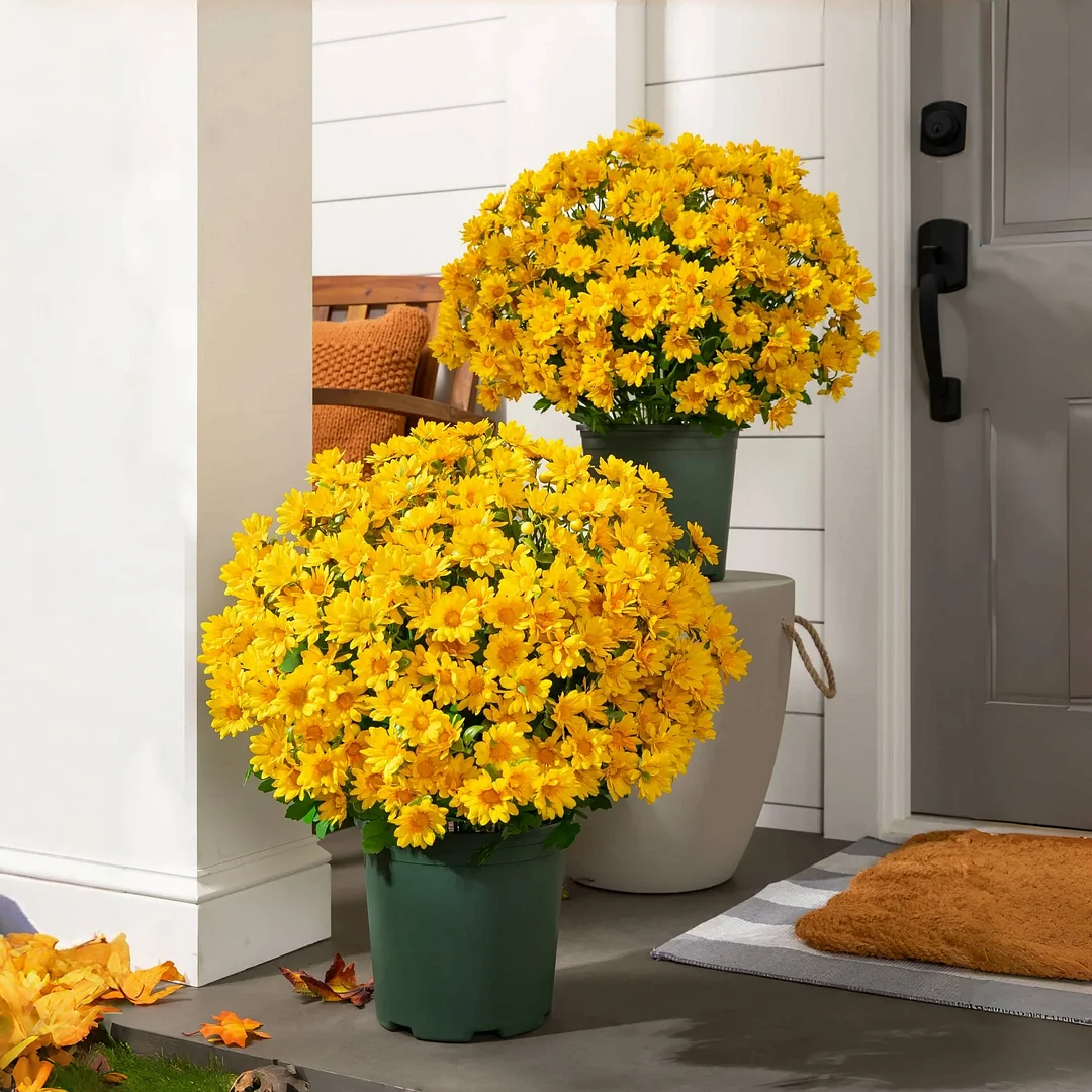 🏆Flash Sale⚡Artificial Outdoor Sunset Mums Flowers - UV resistant. Waterproof. Windproof