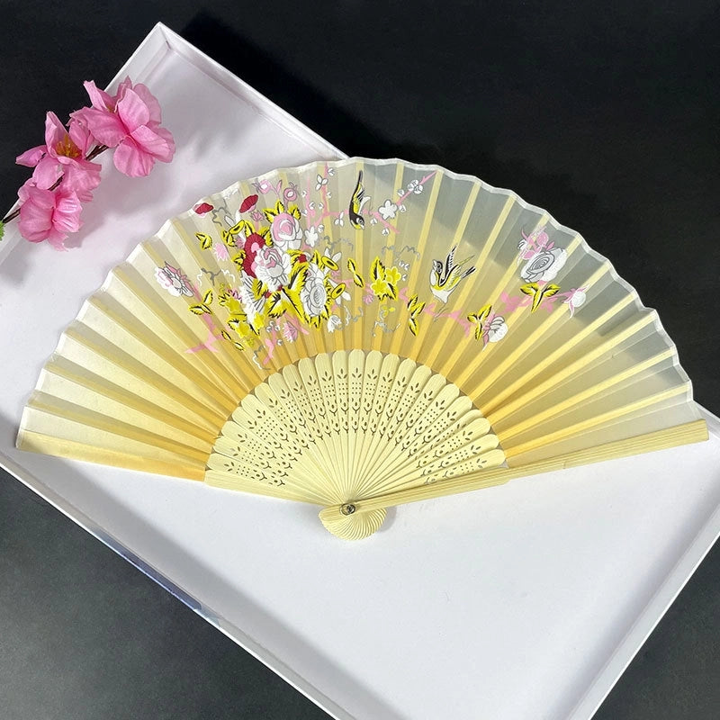 3 Pieces Ancient Style Folding Fan Female Classical Tassel Silk Fan Chinese Style Small Fan Portable Dance Craft National Fashion Fan Student Fan