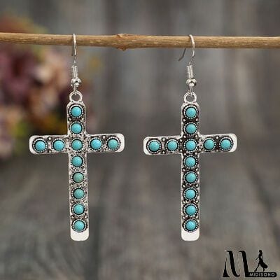 MidiSono - Artificial Turquoise Cross Shape Earrings