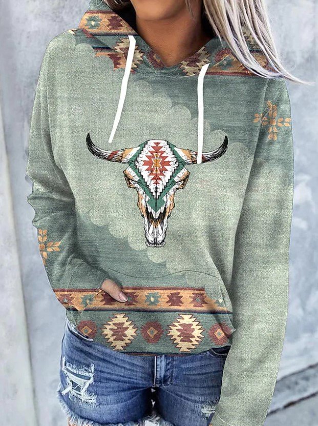 Women's Western Cattle AZTEC Sweatshirt 7b7e
