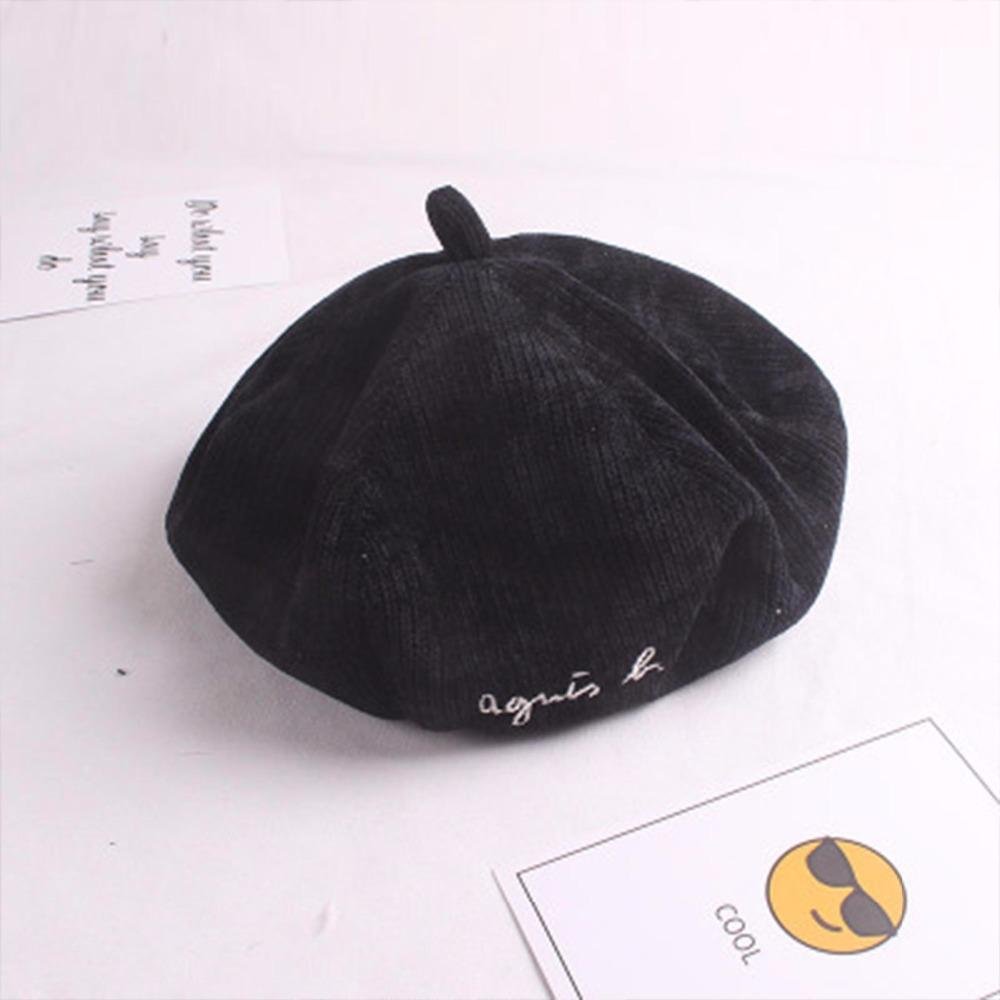 Beret Hats Vintage Embroidery Letter Wool Octagonal Caps Vro Flat Caps