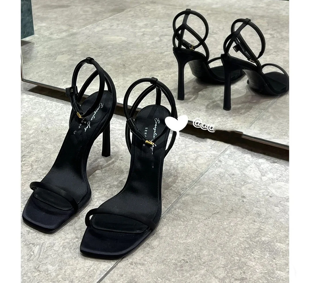 Churchf Churchf Of The Same 2023 Summer New Square Toe High Heels Female A Word With Generous Temperament Fine Heel Sandals French