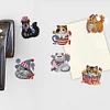 (US Only)6pcs 2D Flat Acrylic Independence Day Cat DIY Diamond Painting Fridge Magnets