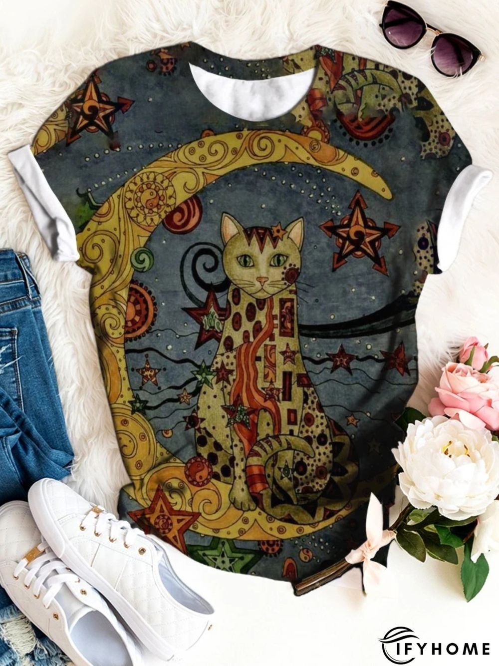 Casual Short Sleeve Round Neck Top | IFYHOME