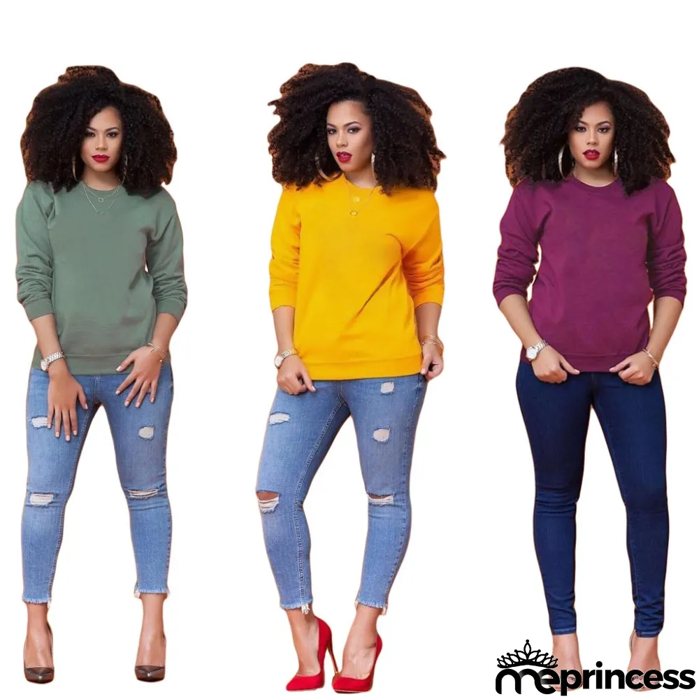 Autumn Round Neck Plain Shirt