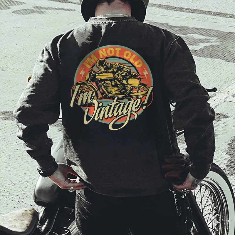 I'M OLD I'M VINTAGE Motorcyclist Print Men's Long Sleeve