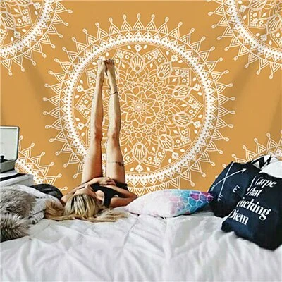 India Mandala Tapestry Macrame Wall Hanging Psychedelic Hippie Boho Decor Tarot Witchcraft Wall Tapestry Carpet Table Cloth Yoga