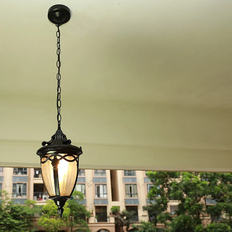 Retro Maple Pattern Outdoor Waterproof Garden Pendant Light