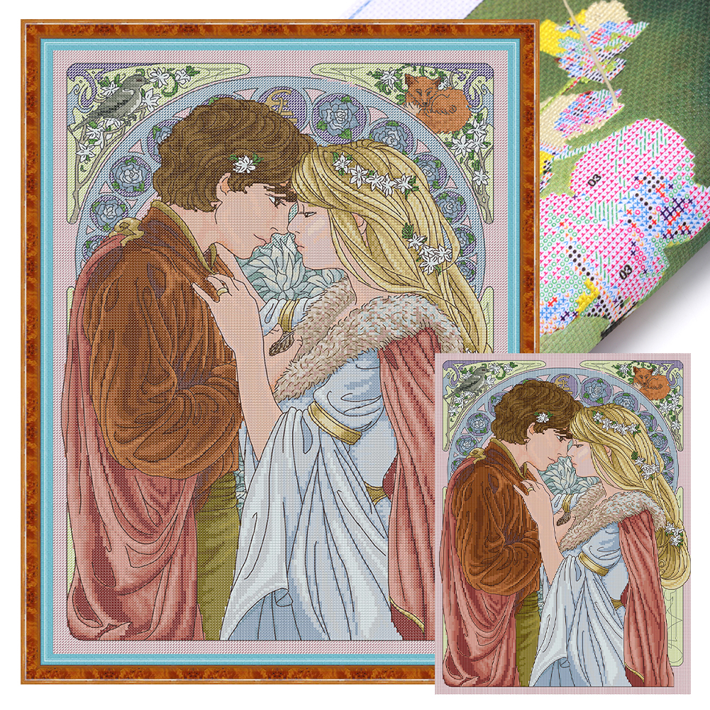 【Joy Sunday】Dating Couple Full 14CT Pre-stamped Canvas(37*50cm) Cross Stitch(backstitch)