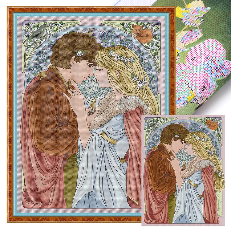 Joy Sunday- Dating couple- 14CT - 2 Strands Threads Printed Cross Stitch - 37*50cm(Canvas)