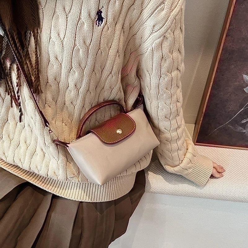 Women’s Small Nylon Solid Color Basic Classic Style Sewing Thread Square Magnetic Buckle Crossbody Bag