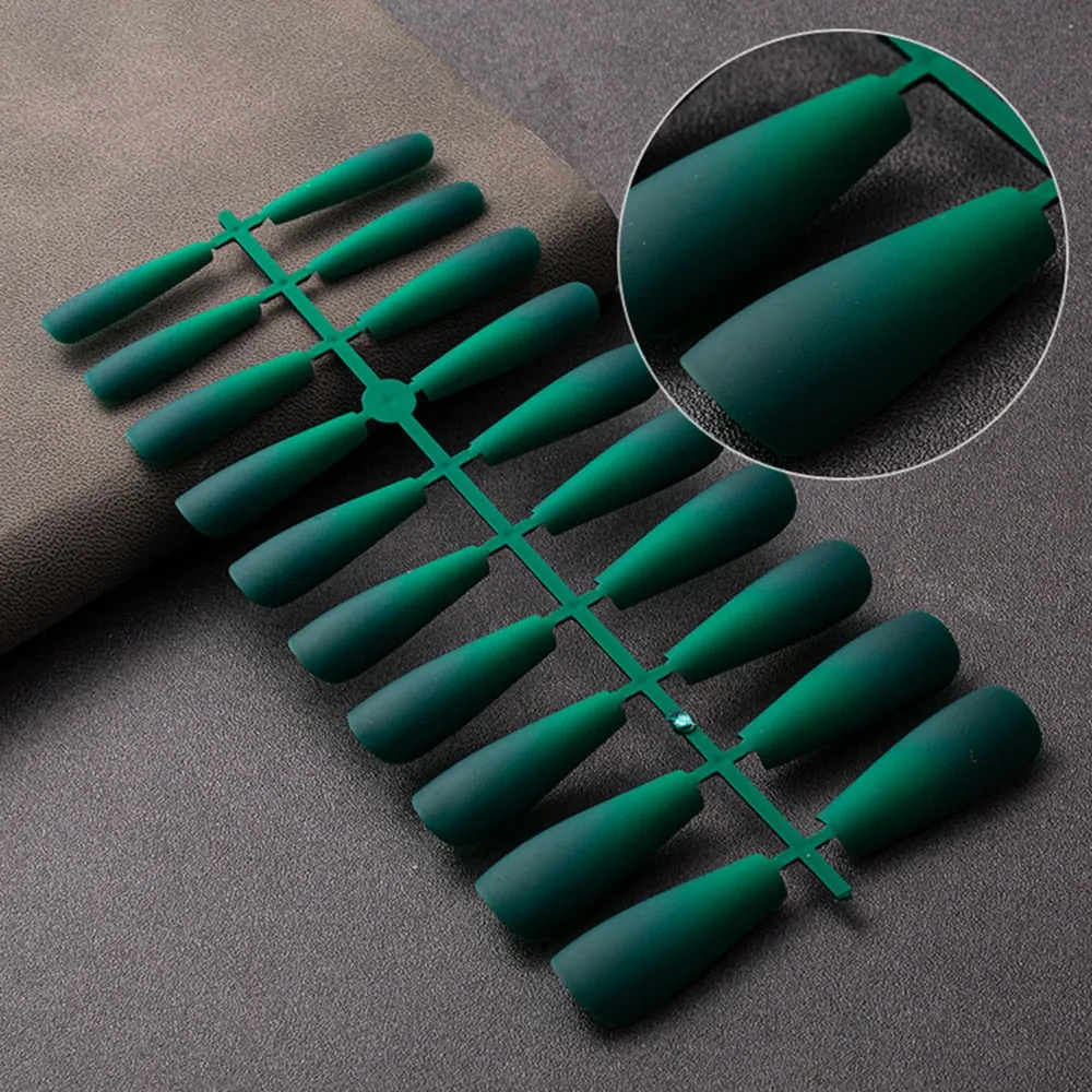 20 Pcs Matte Gradient Design False Nails Long Coffin Fake Nails Full Cover Nail Art Tips Nails Press On Nails With Jelly Glue-Nail Inspo