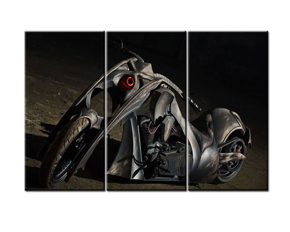 Dark Machine Motorcycle Wall Art Canvas Set 3 Pieces Customized Pictures Posters on the Wall Modular Home Decor Room Decoration