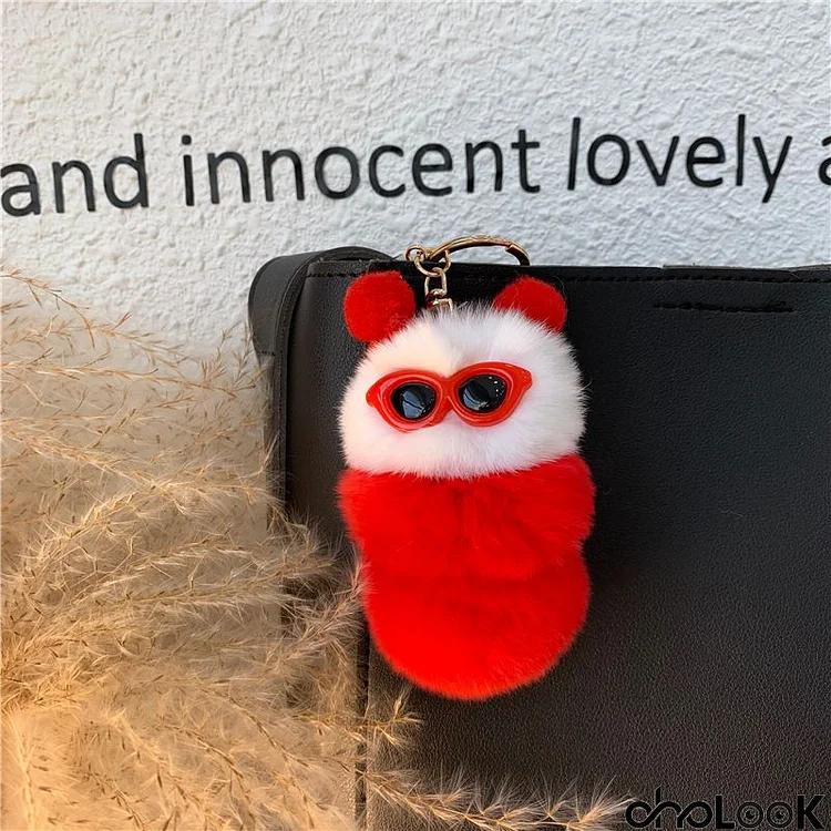 Winter Women Fashion Cartoon Cute Caterpillar Plush Doll Keychain Pendant