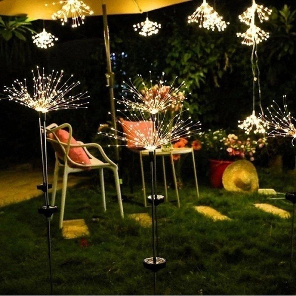 2pcs Solar Dandelion Fireworks Decoration Lamp