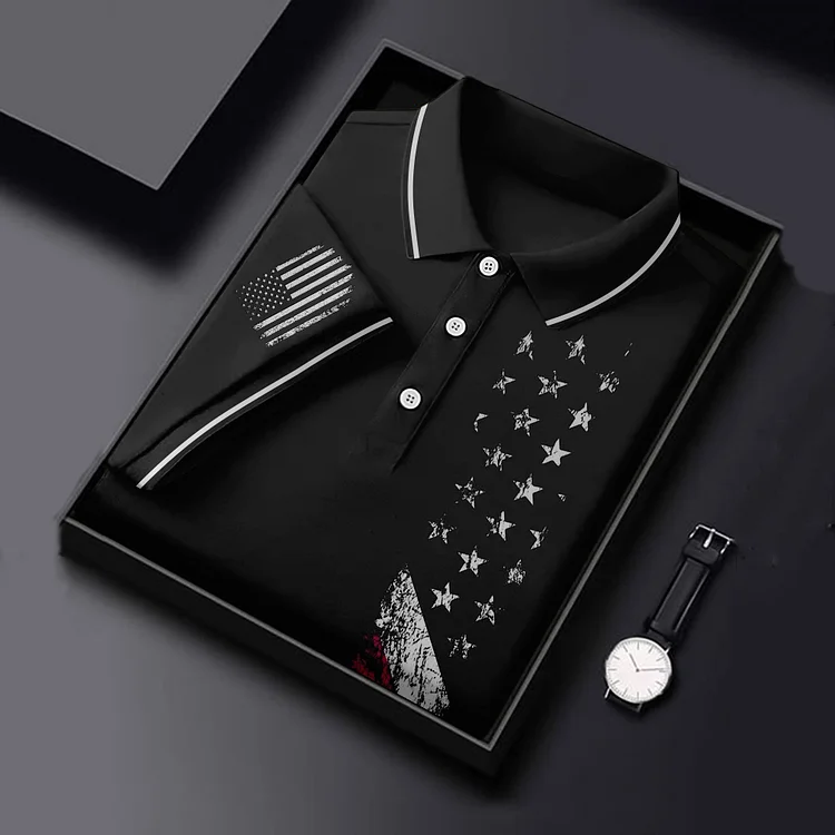 Men's Vintage 1776 Independence Day Flag Colorblock Polo Shirt