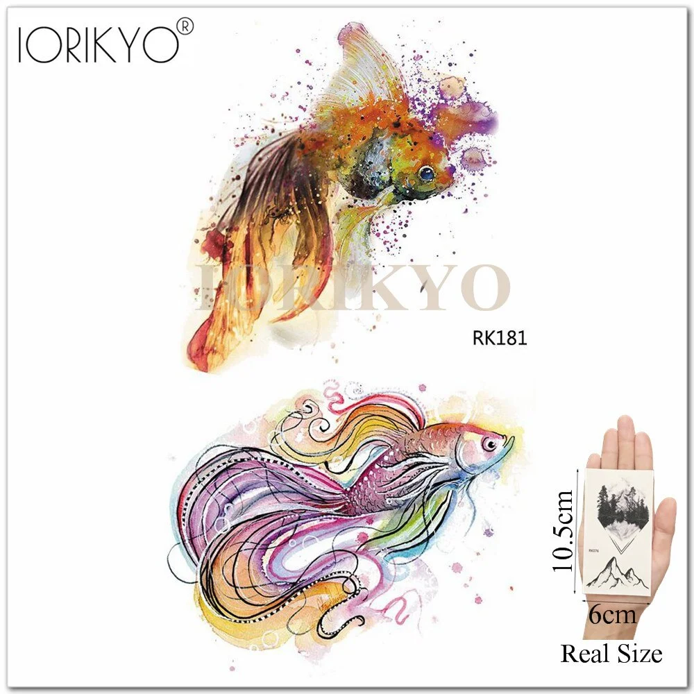 Cartoon Water Color Girls Tattoo Stickers Temporary Children Tattoo Women Stickers Ocean Jellyfish Beauty Flash Tatoos Cute