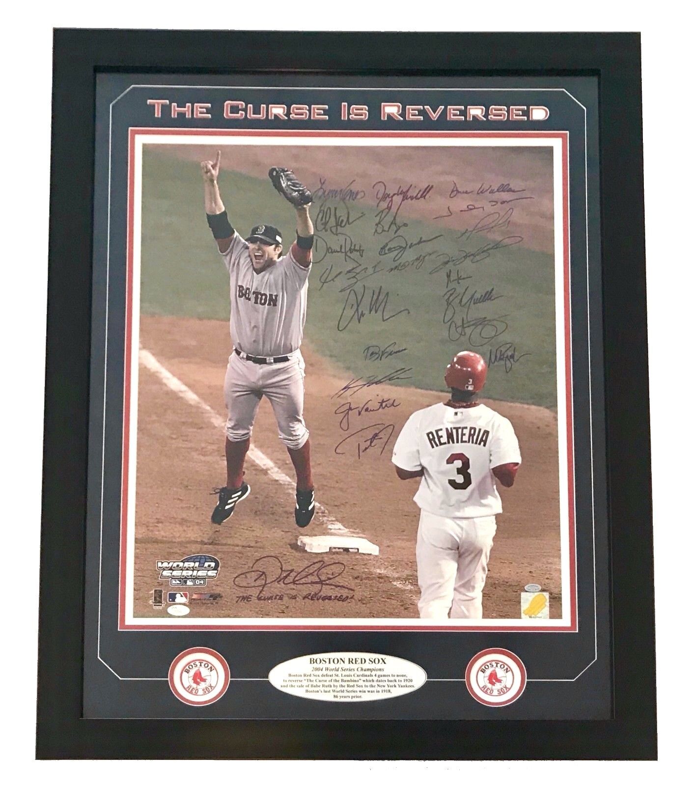 2004 Boston Red Sox Team Signed 20x24 Photo Poster painting COA JSA Reverse Curse