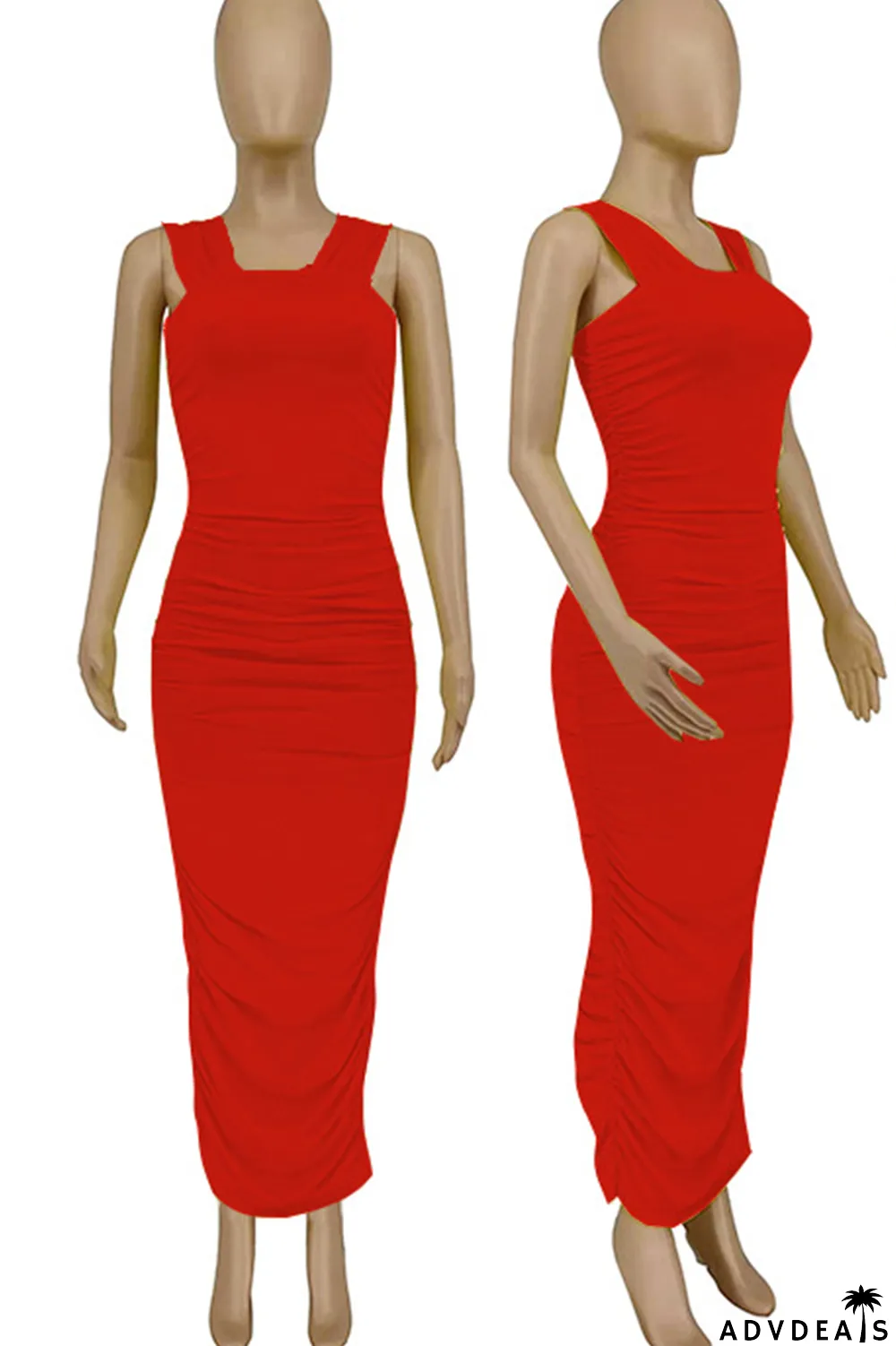 Black Sexy Solid Split Joint Square Collar Pencil Skirt Dresses