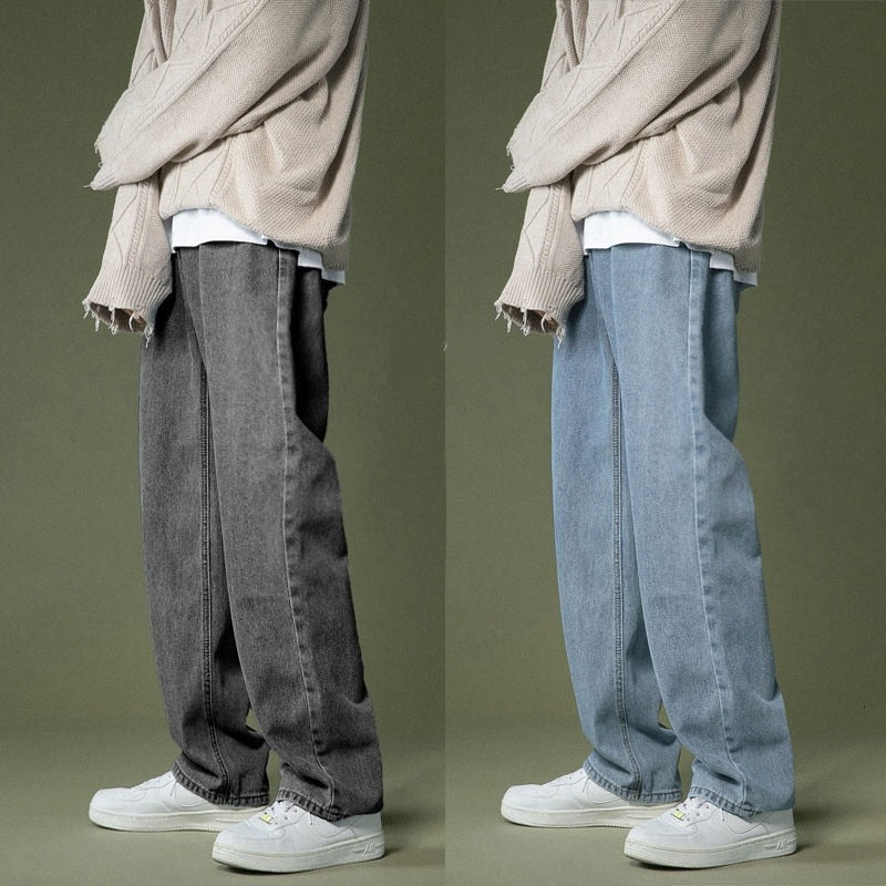 Xituodai Korean Wide-leg Jeans Men's Fashion Retro Casual Jeans Men ...