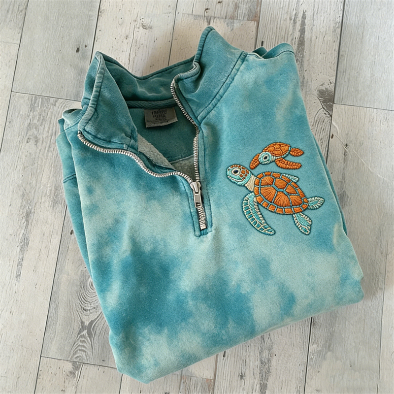 Lovely Sea Turtles Family Tie Dye Zip Up Sweatshirt wearshes