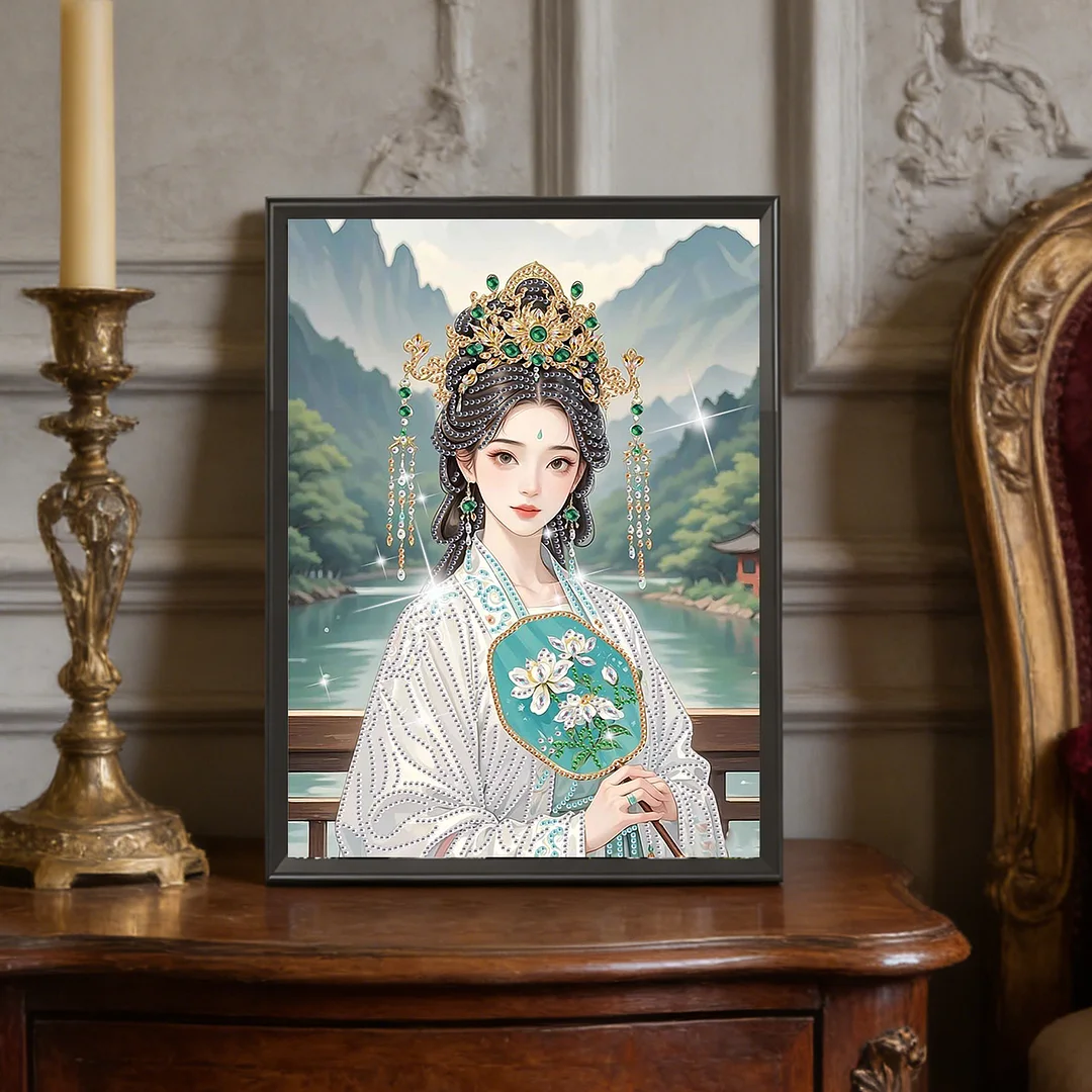 Diamond Painting - Partial Special Shaped Drill - Landscape Lady(Canvas|30x40cm)