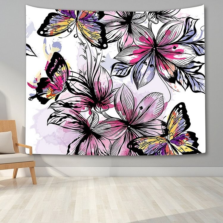 Flower Butterfly Tapestry Wall Hanging Mat Bedspread Dorm Decor Art Blanket