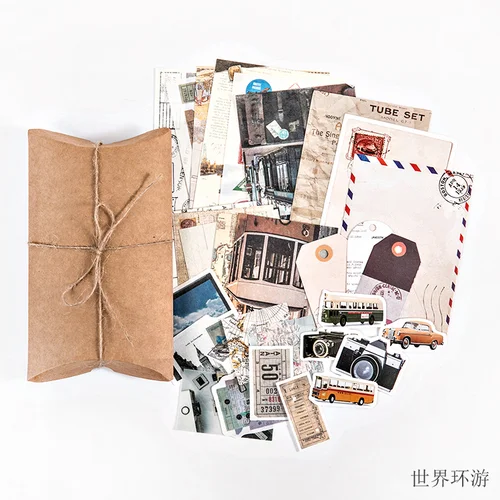 JOURNALSAY 30pcs Retro Collection of Special Paper Decoration Journal Materials Sticker Pack