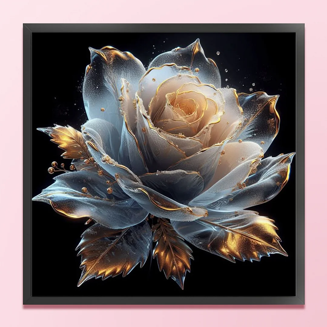 Gold Flower Full 18CT DIY Counted Cross Stitch Arts Kits for Home Decor 30x30cm