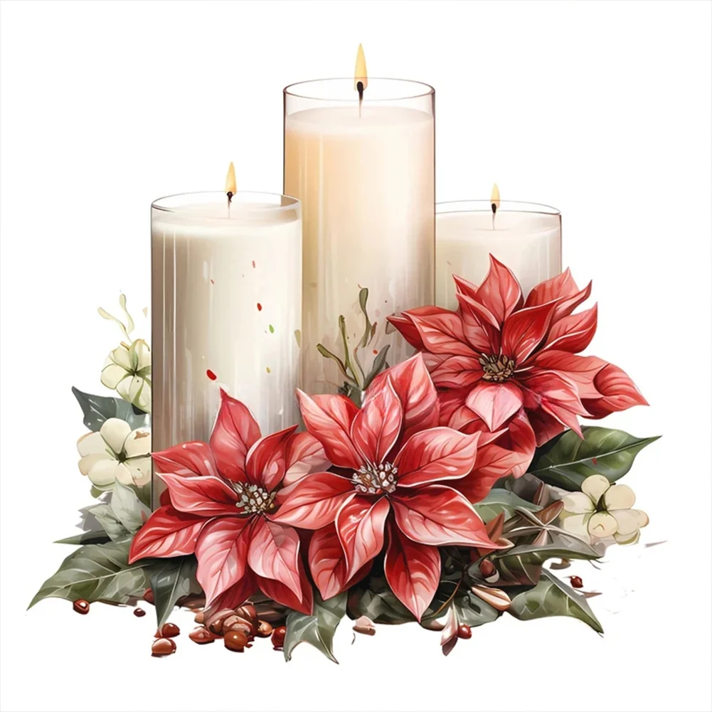 Christmas Artificial Diamond Painting Kits, Christmas Candlestick